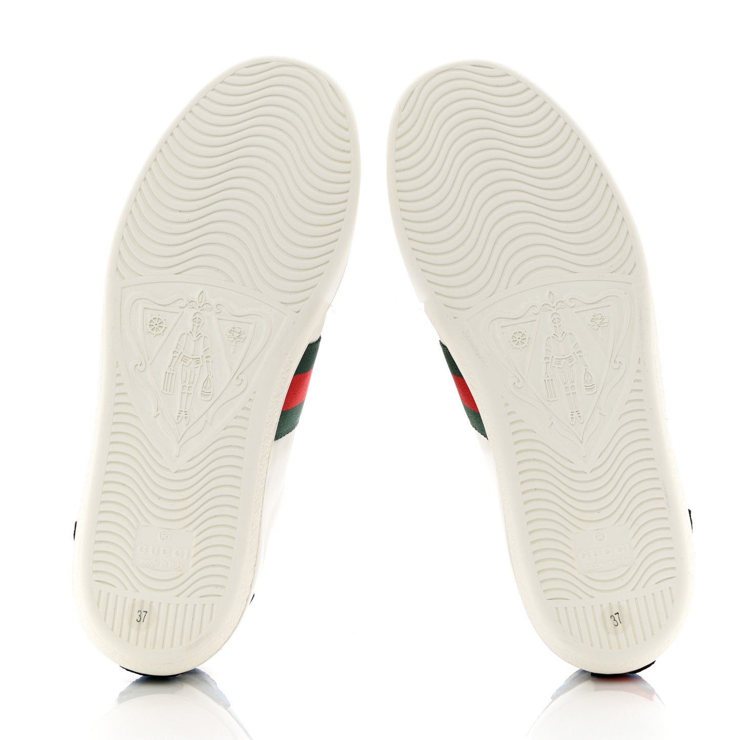Calfskin Web Floral Embroidered Womens Ace Sneakers 37 White
