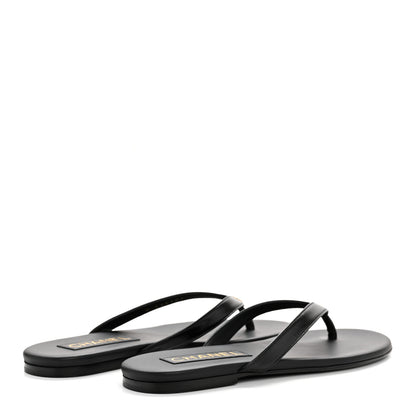 Chanel Shiny Lambskin Crystal CC Thong Sandals 37 Black 5 of 10