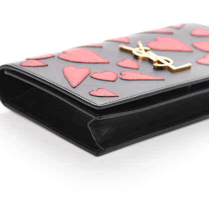 Saint Laurent Calfskin Classic Monogram Kate Heart Clutch Black Deep Rubin 8 of 10