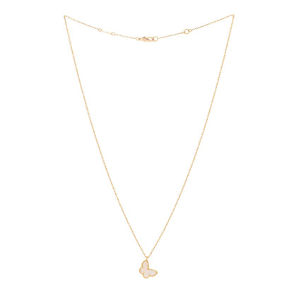 Van Cleef & Arpels 18K Yellow Gold Mother of Pearl Sweet Alhambra Butterfly Pendant Necklace 3 of 6
