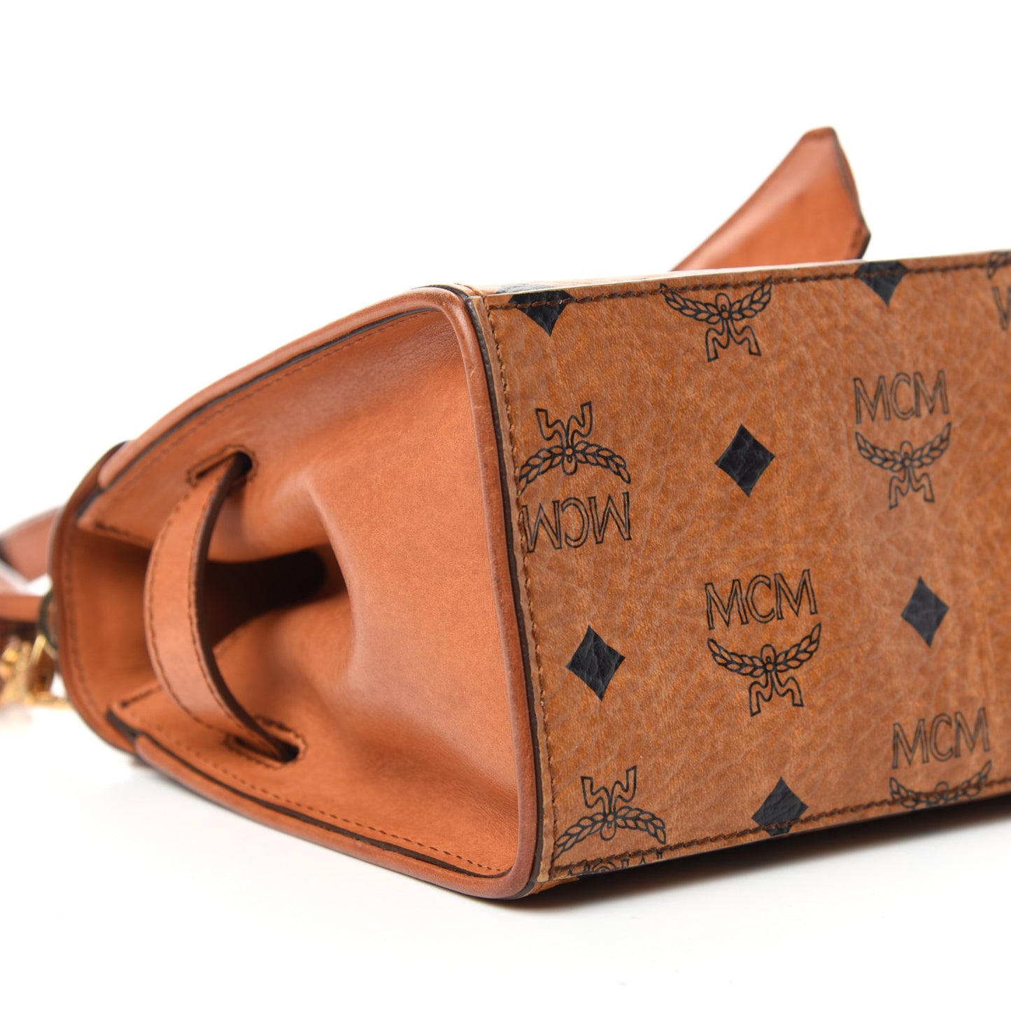 Visetos Mini Heritage Top Handle Satchel Cognac