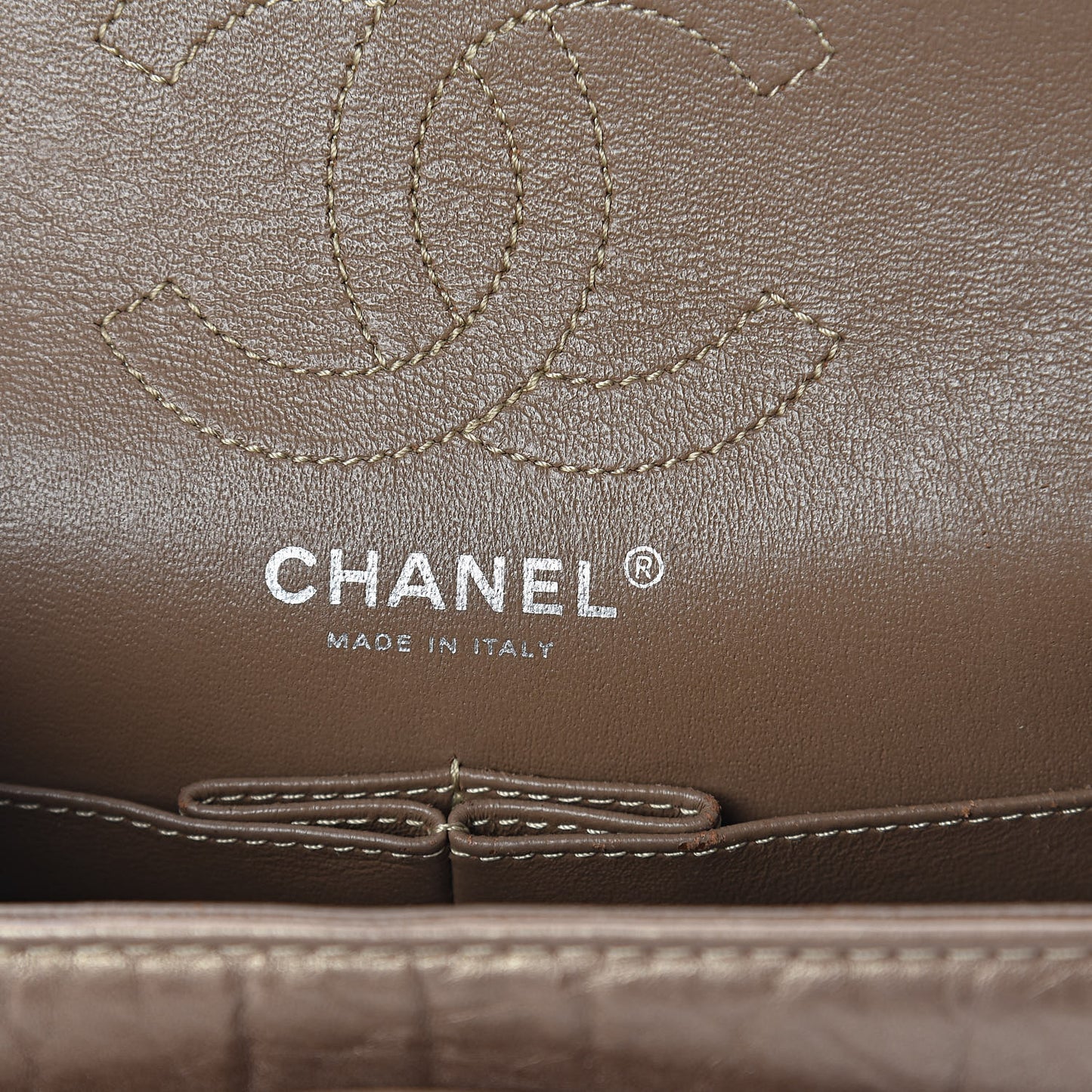 Metallic Calfskin Quilted 2.55 Reissue 224 Flap Gold