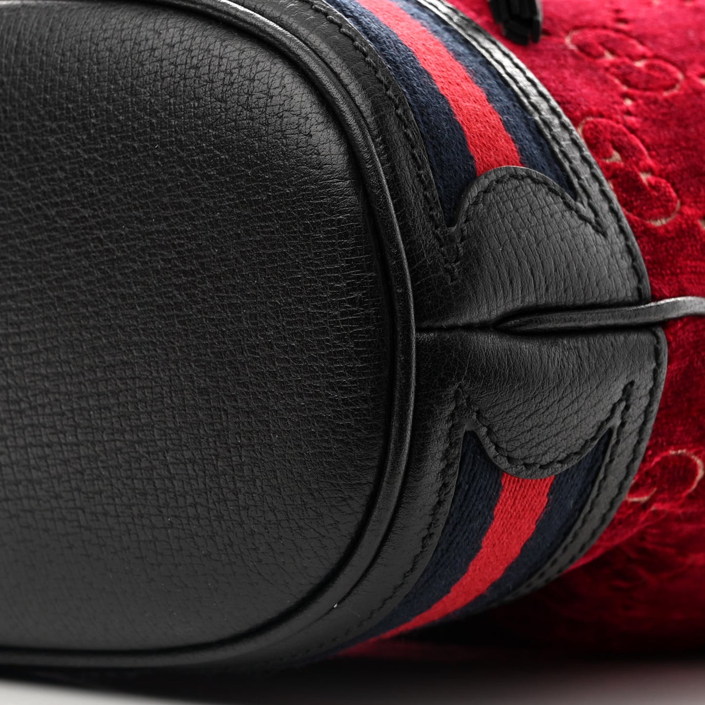 Velvet GG Monogram Web Bucket Bag Red Cipria Black