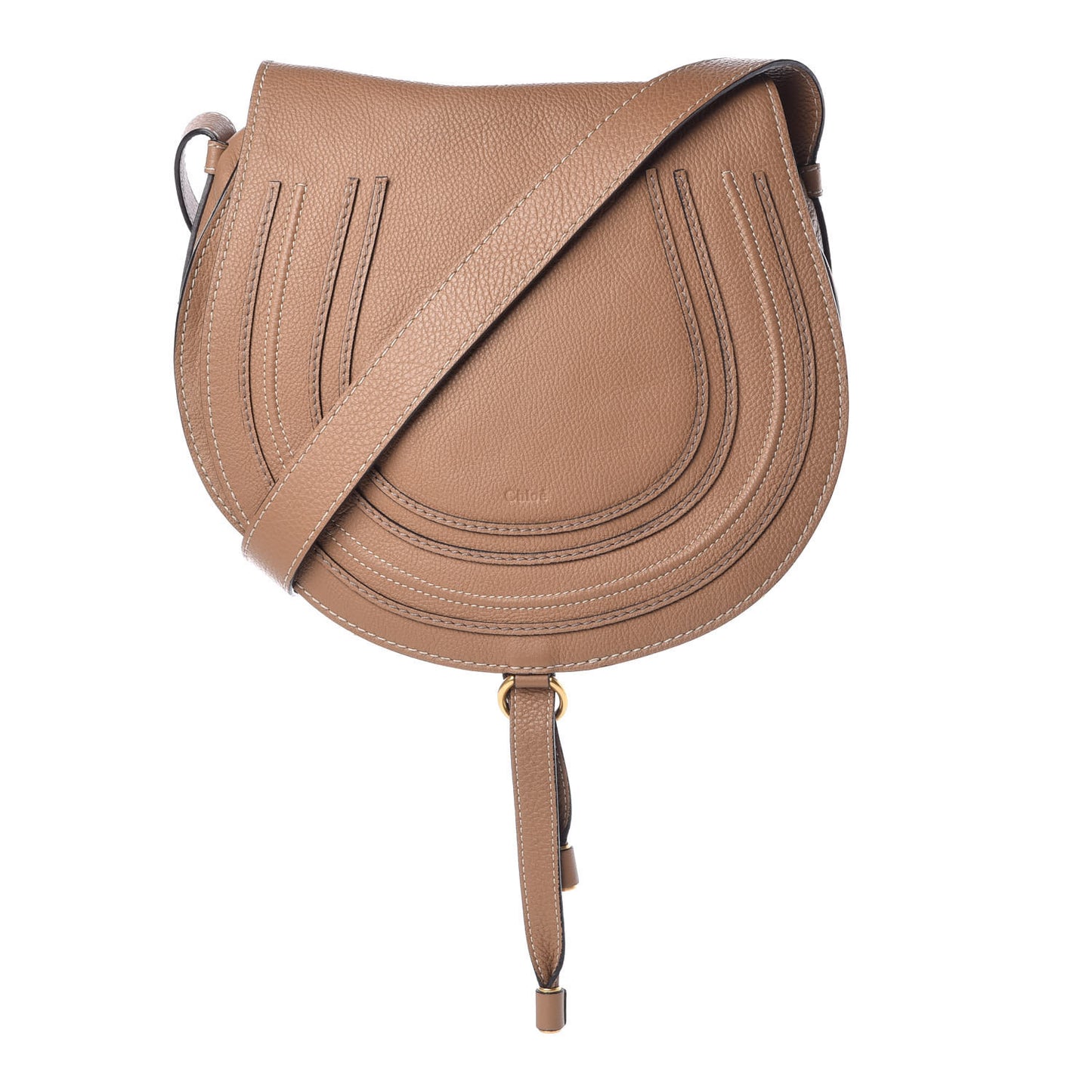 Calfskin Medium Marcie Round Crossbody Bag Nut