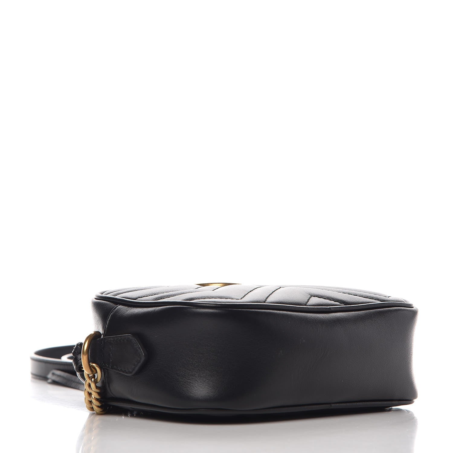 Gucci Calfskin Matelasse Mini GG Marmont Chain Shoulder Bag Black 4 of 7