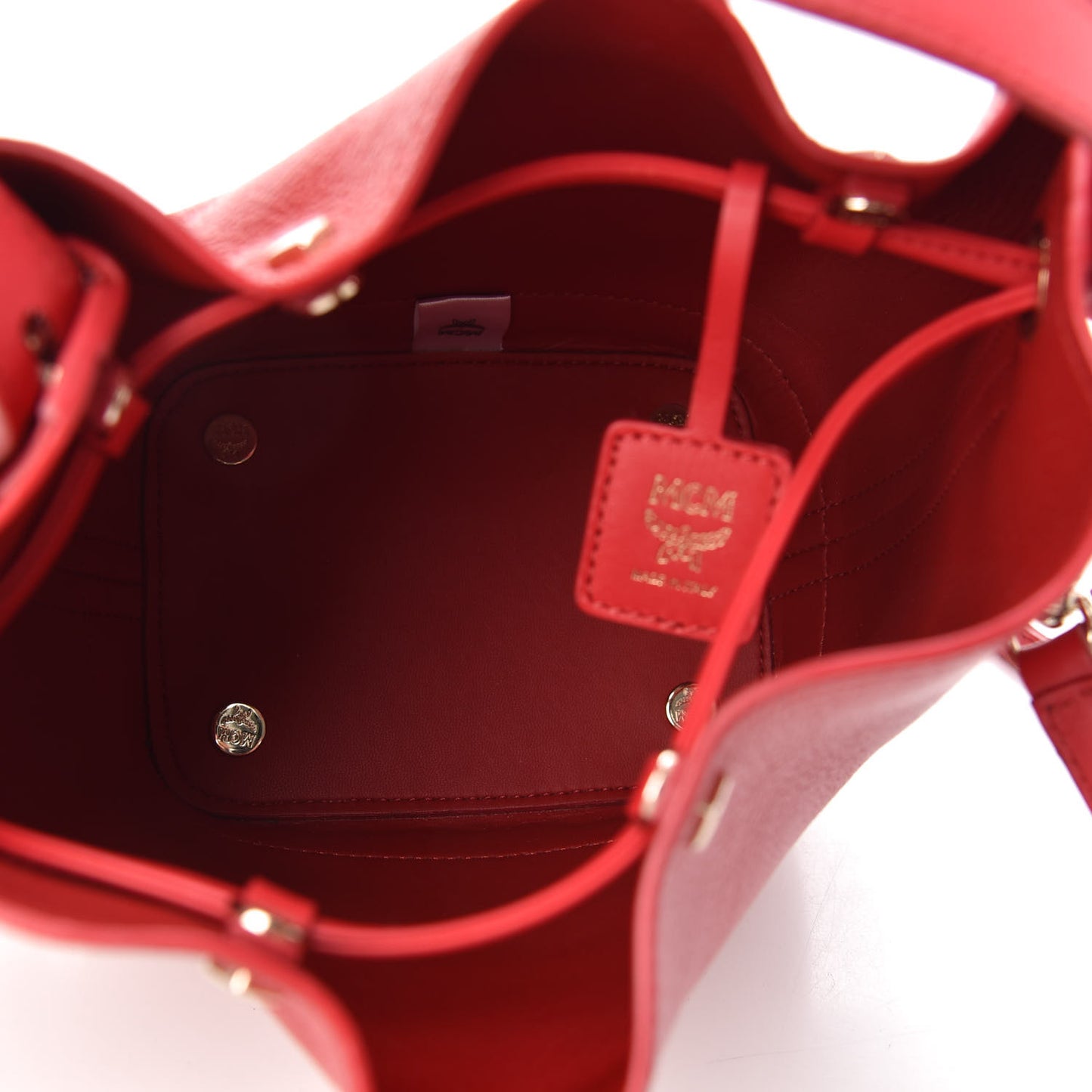 Goatskin Patent Milano Mini Drawstring Bag Ruby Red