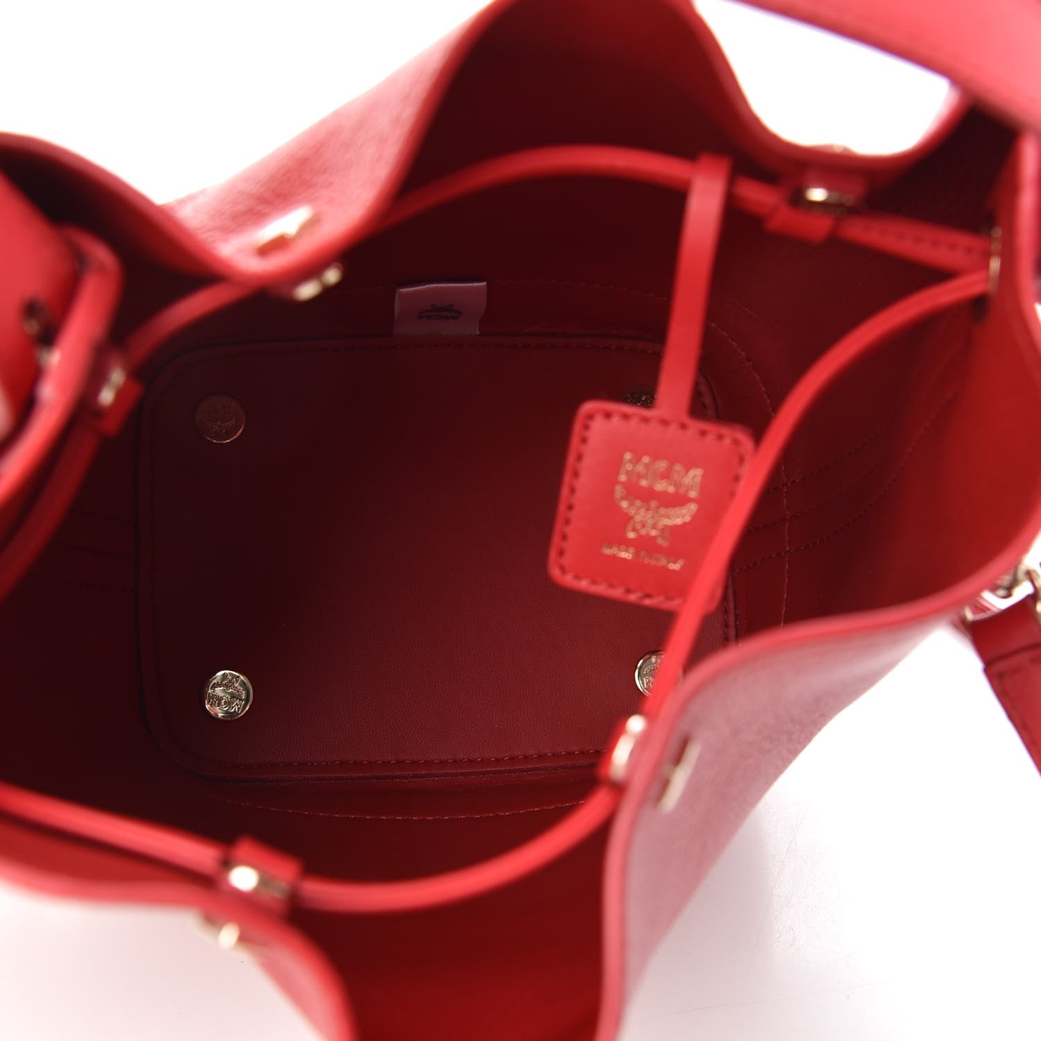MCM Goatskin Patent Milano Mini Drawstring Bag Ruby Red 5 of 9