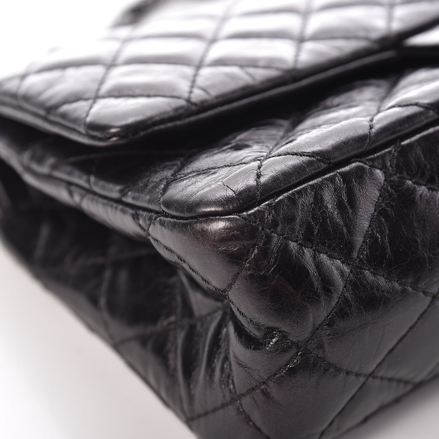 Metallic Aged Calfskin Quilted 2.55 Reissue 225 Flap So Black