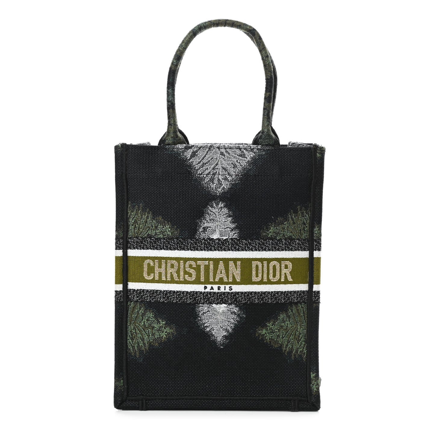 Canvas Tie And Dior Vertical Book Tote Green Multicolor