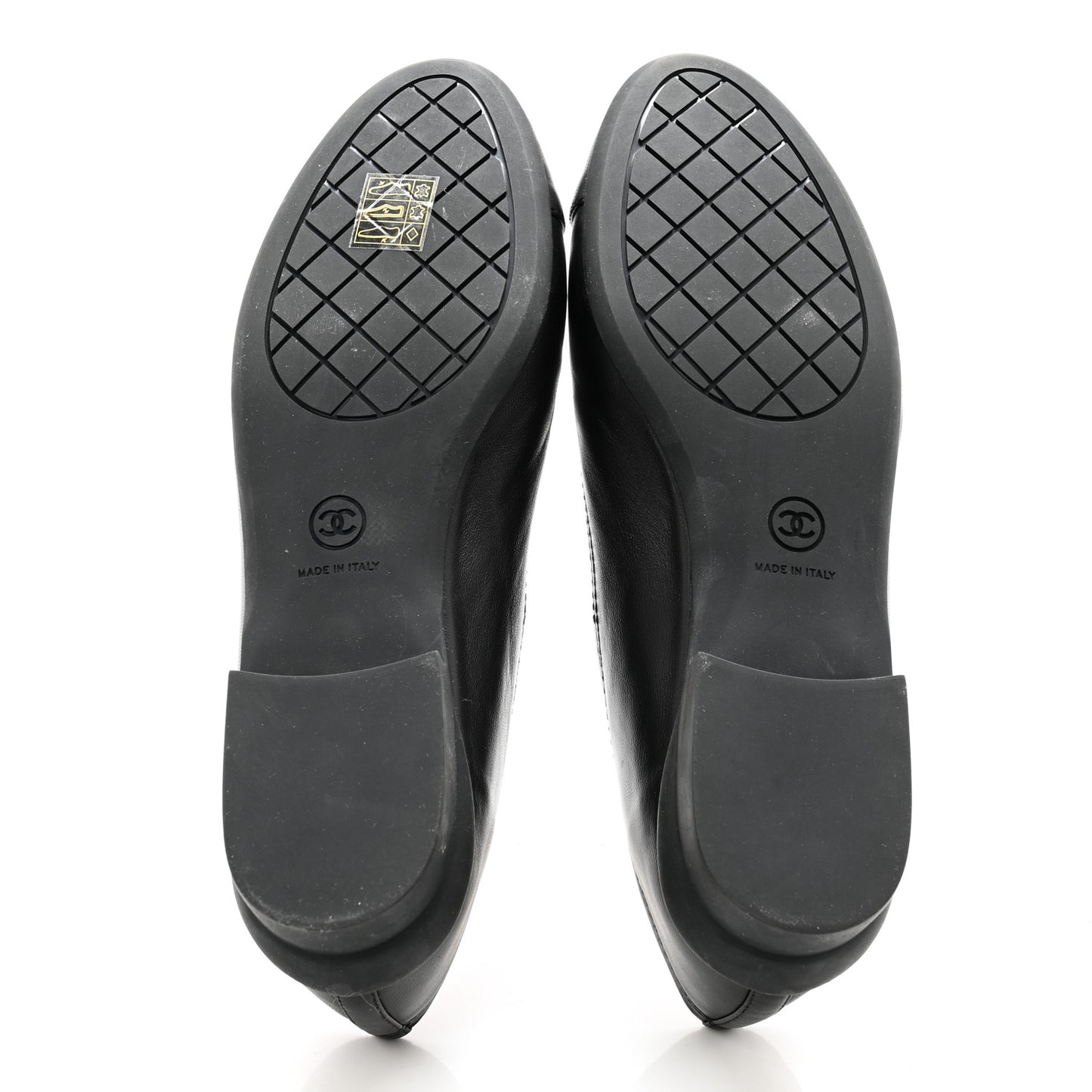 Lambskin Cap Toe CC Uniform Ballerina Flats 39 Black