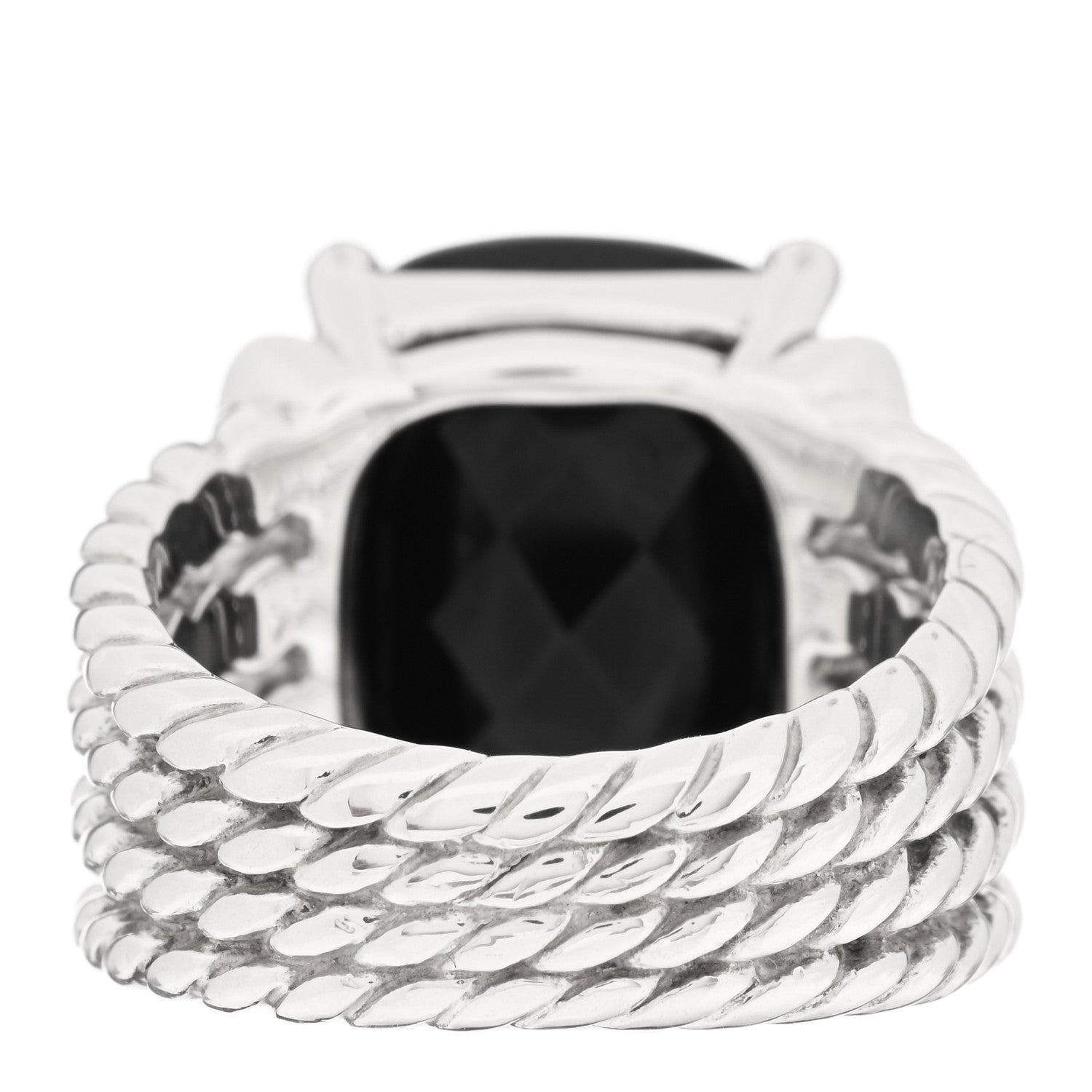 David Yurman Sterling Silver Diamond Black Onyx 16mm Wheaton Ring 51 5.75 3 of 4
