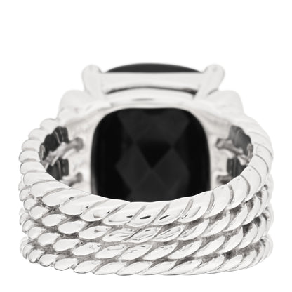 David Yurman Sterling Silver Diamond Black Onyx 16mm Wheaton Ring 51 5.75 3 of 4