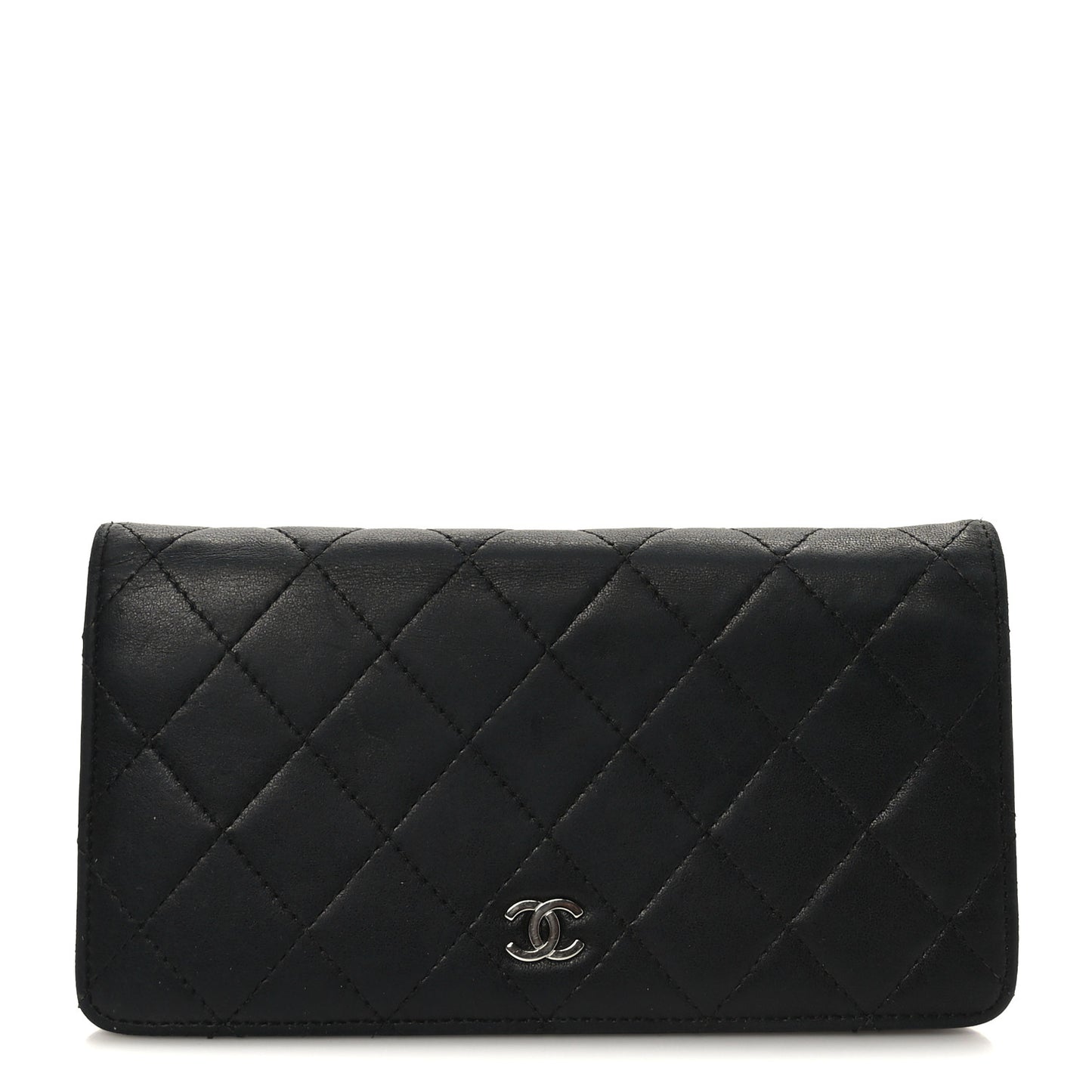 Lambskin Quilted Yen Wallet Black