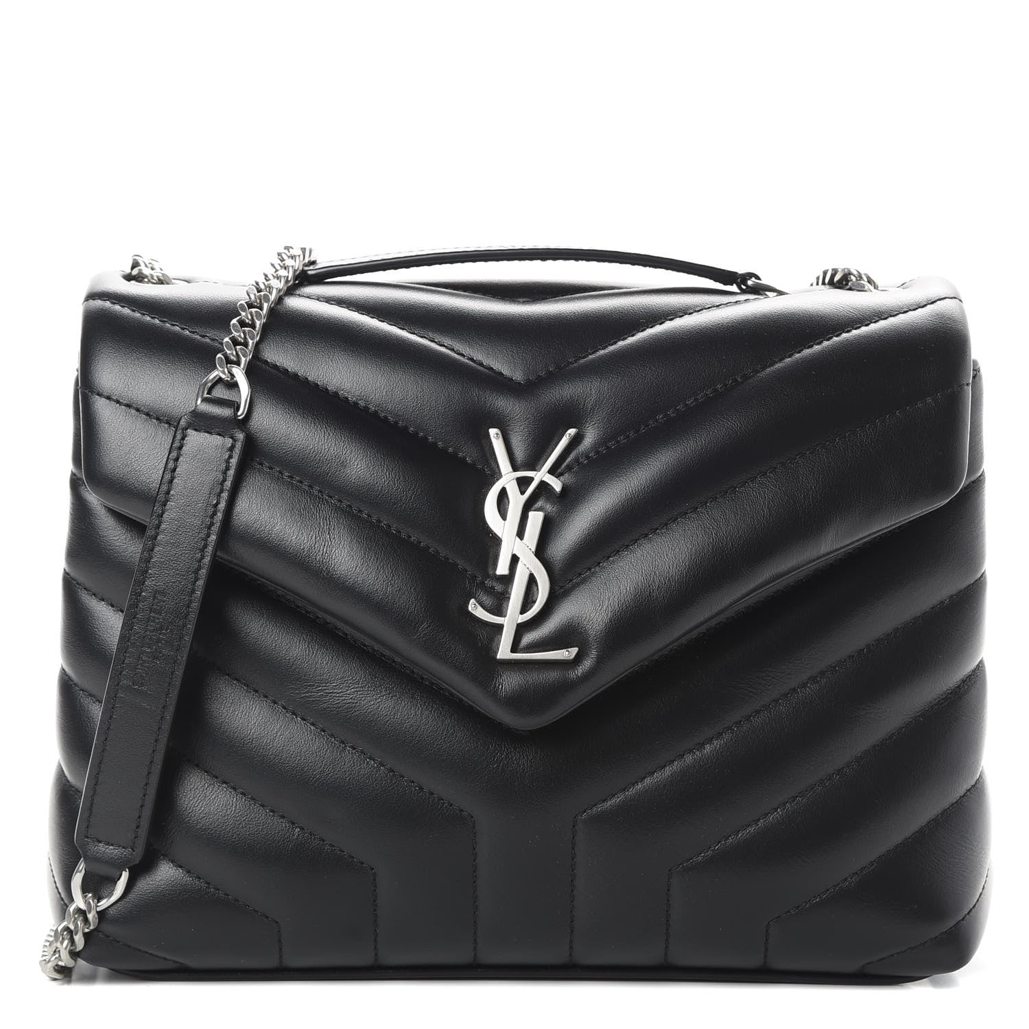 Saint Laurent Calfskin Y Quilted Monogram Small Loulou Chain Satchel Black 1 of 12