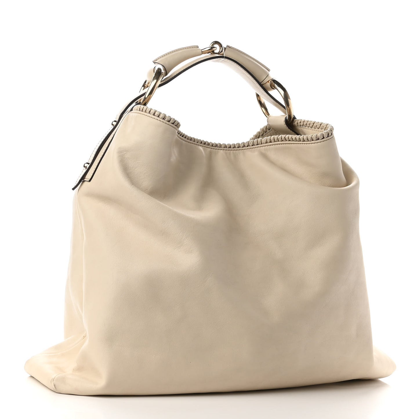 Calfskin Large Horsebit Chain Hobo Ivory