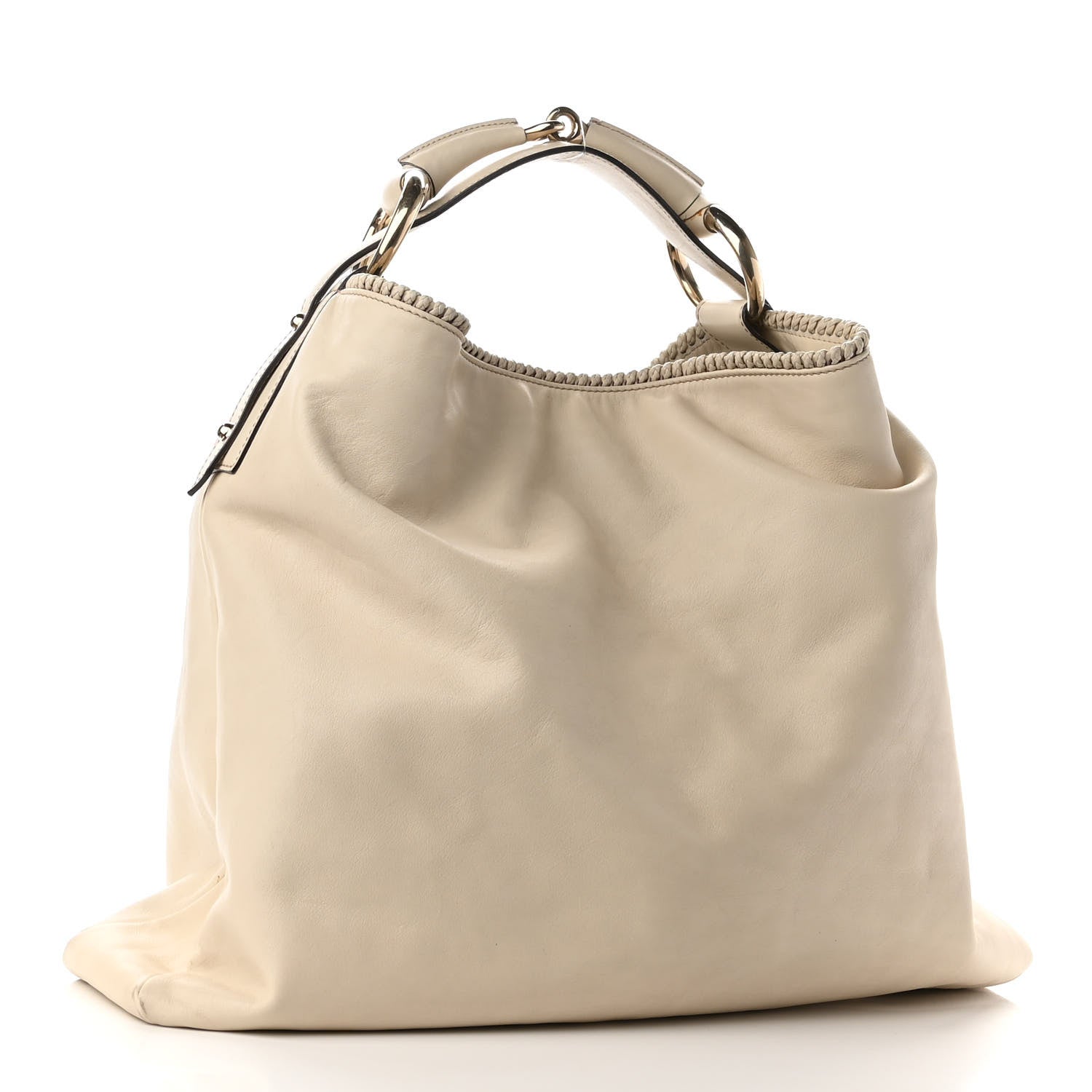 Gucci Calfskin Large Horsebit Chain Hobo Ivory 3 of 10