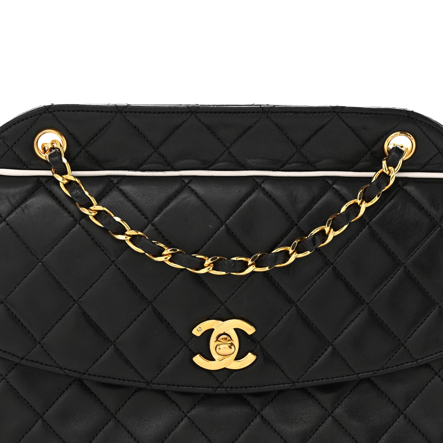 Lambskin Quilted Medium Single Flap Black