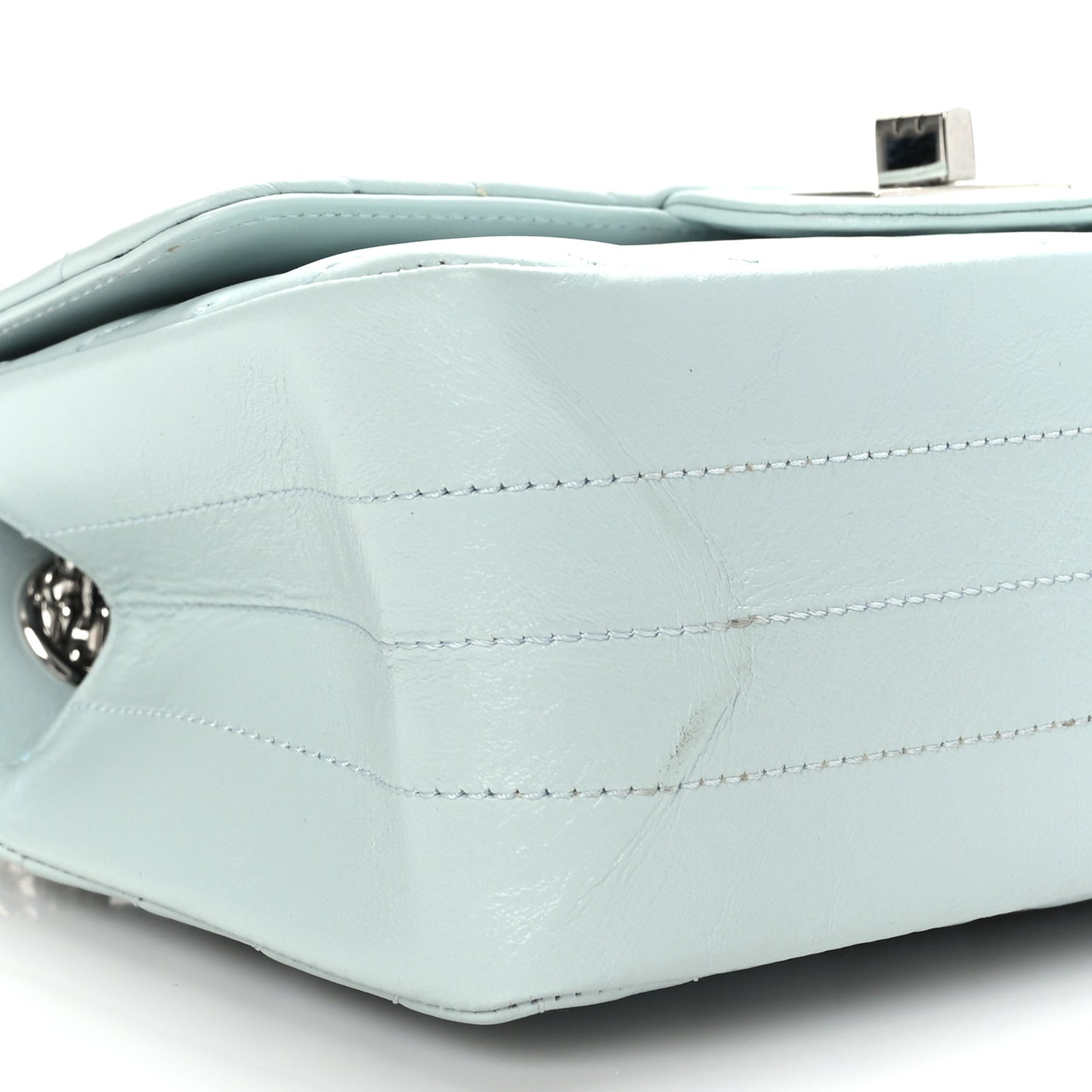 Aged Calfskin Chevron Quilted 2.55 Reissue Mini Flap Light Blue