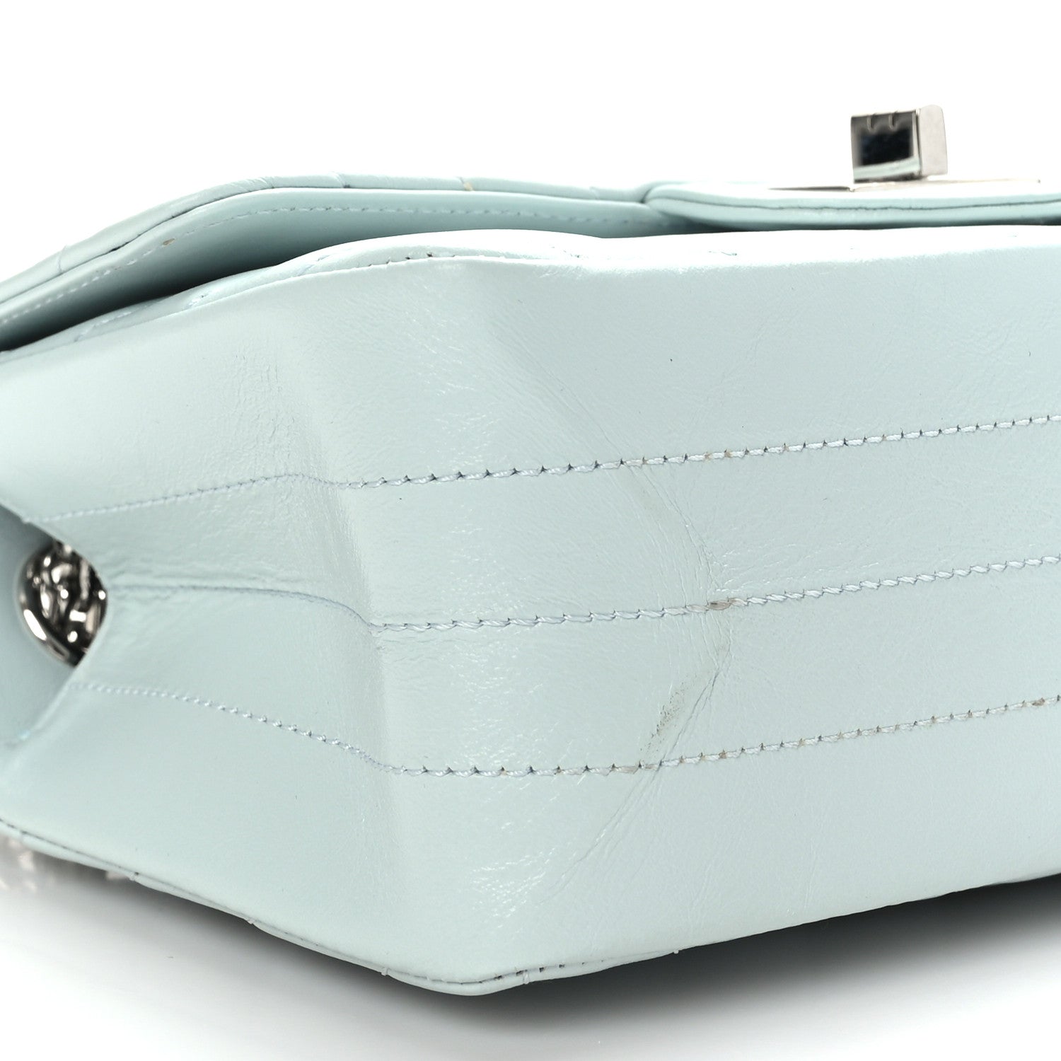 Chanel Aged Calfskin Chevron Quilted 2.55 Reissue Mini Flap Light Blue 9 of 10