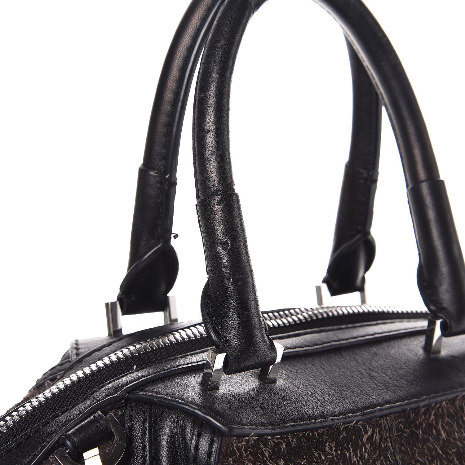 Alexander Wang Trimmed Fleece Suede Small Emile Black Silver Hardware 9 of 15