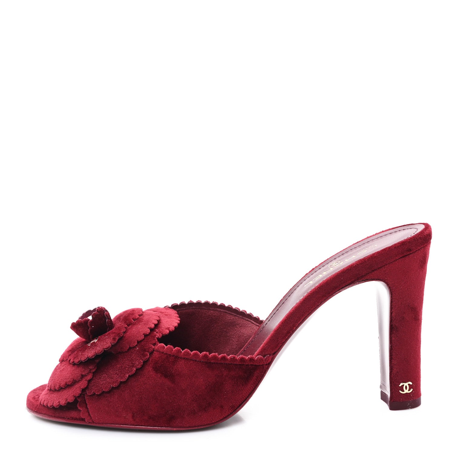 Chanel Suede Camellia Mule Sandals 39 Red 1 of 9