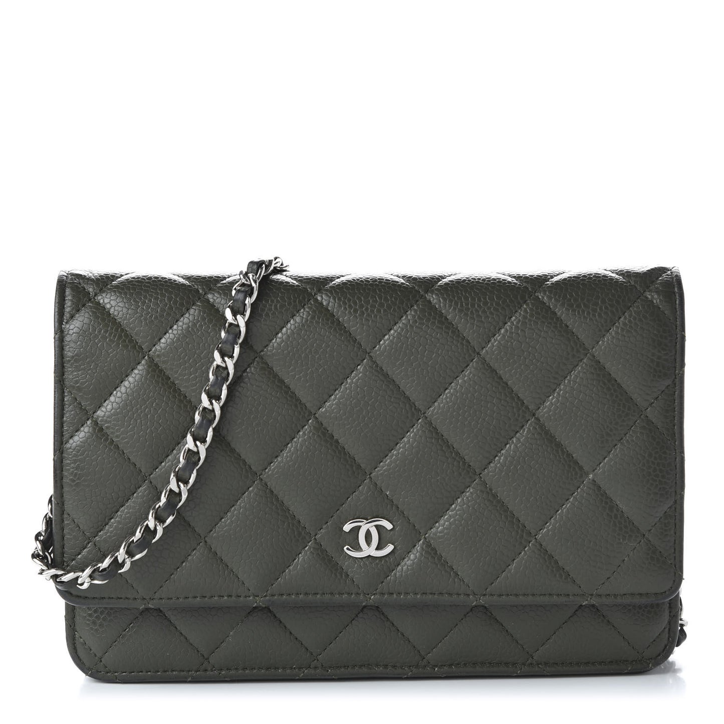 Caviar Quilted Wallet On Chain WOC Green