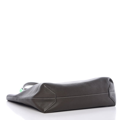 Hermes Taurillon Clemence Double Sens 36 Reversible Tote Vert De Gris Bamboo 7 of 13
