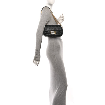 Fendi Nappa Small FF Embossed Midi Chain Baguette Black 2 of 10