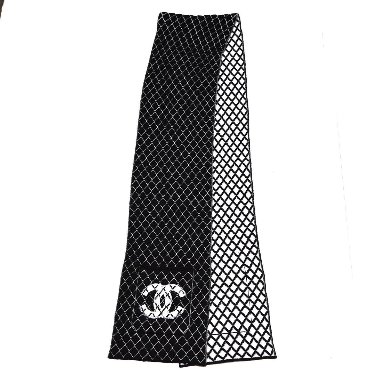 Chanel Cashmere CC Pocket Scarf Black White 3 of 5