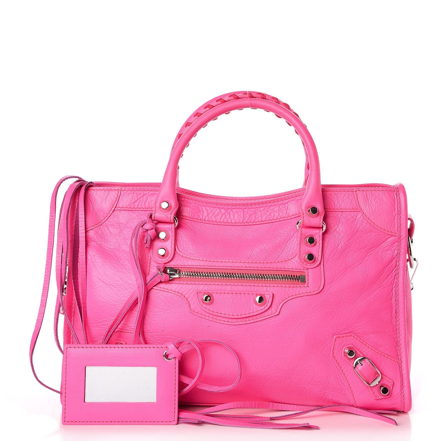 Balenciaga Agneau Classic Silver Hardware S City Rose Fluo 1 of 8