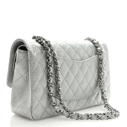 Chanel Glittered Metallic Caviar Quilted Medium Double Flap Silver 2 of 8
