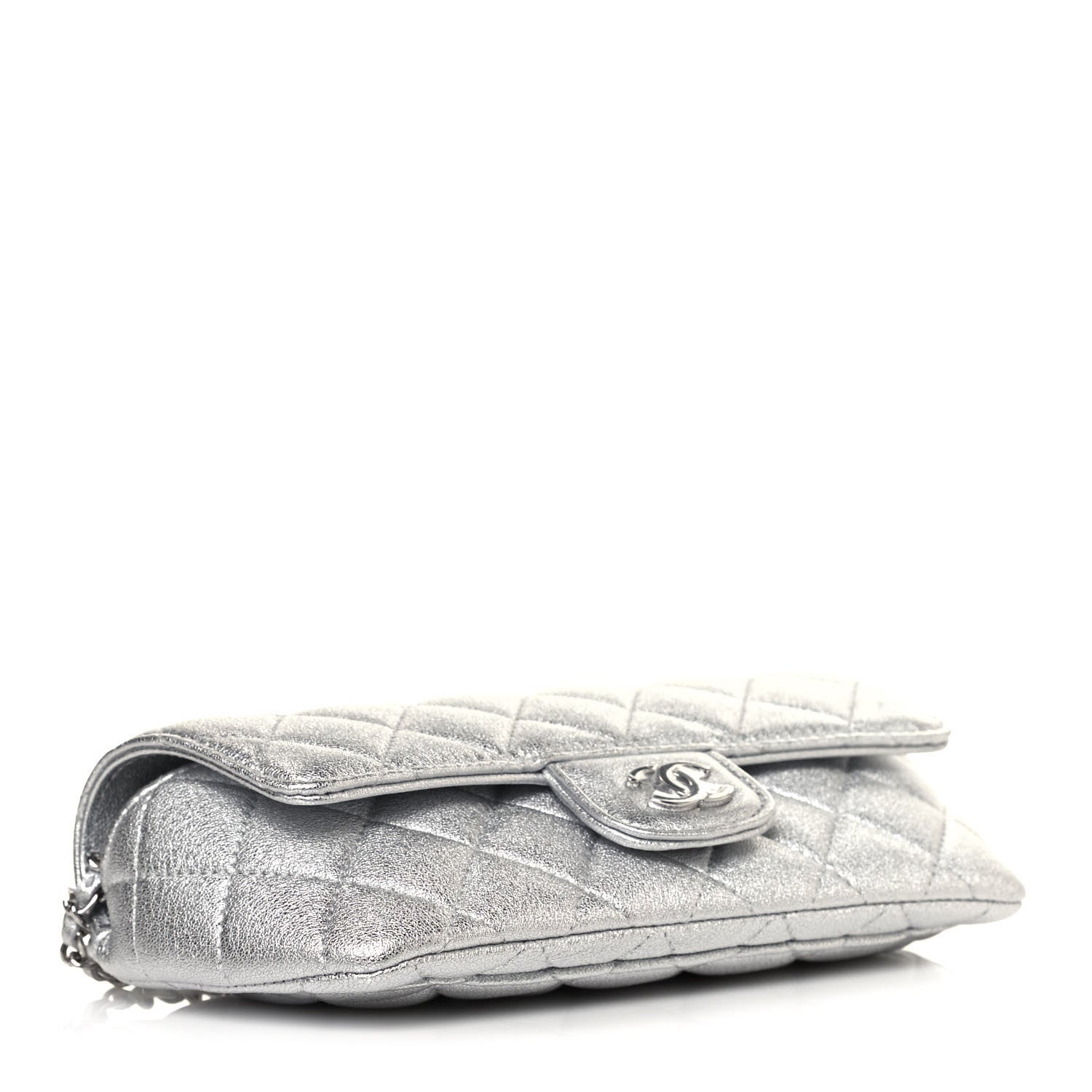 Chanel Metallic Lambskin Quilted Glasses Case With Chain Silver 4 of 14