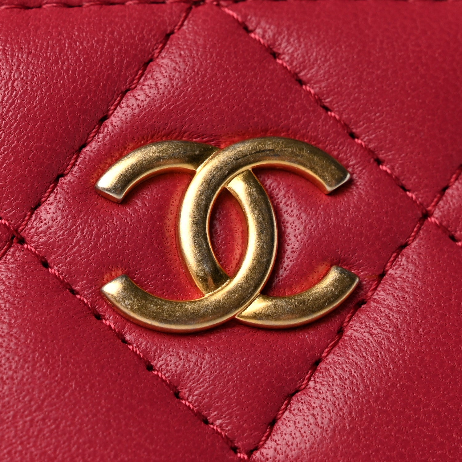 Chanel Lambskin Quilted Top Handle Mini Vanity Case With Chain Dark Pink 11 of 12
