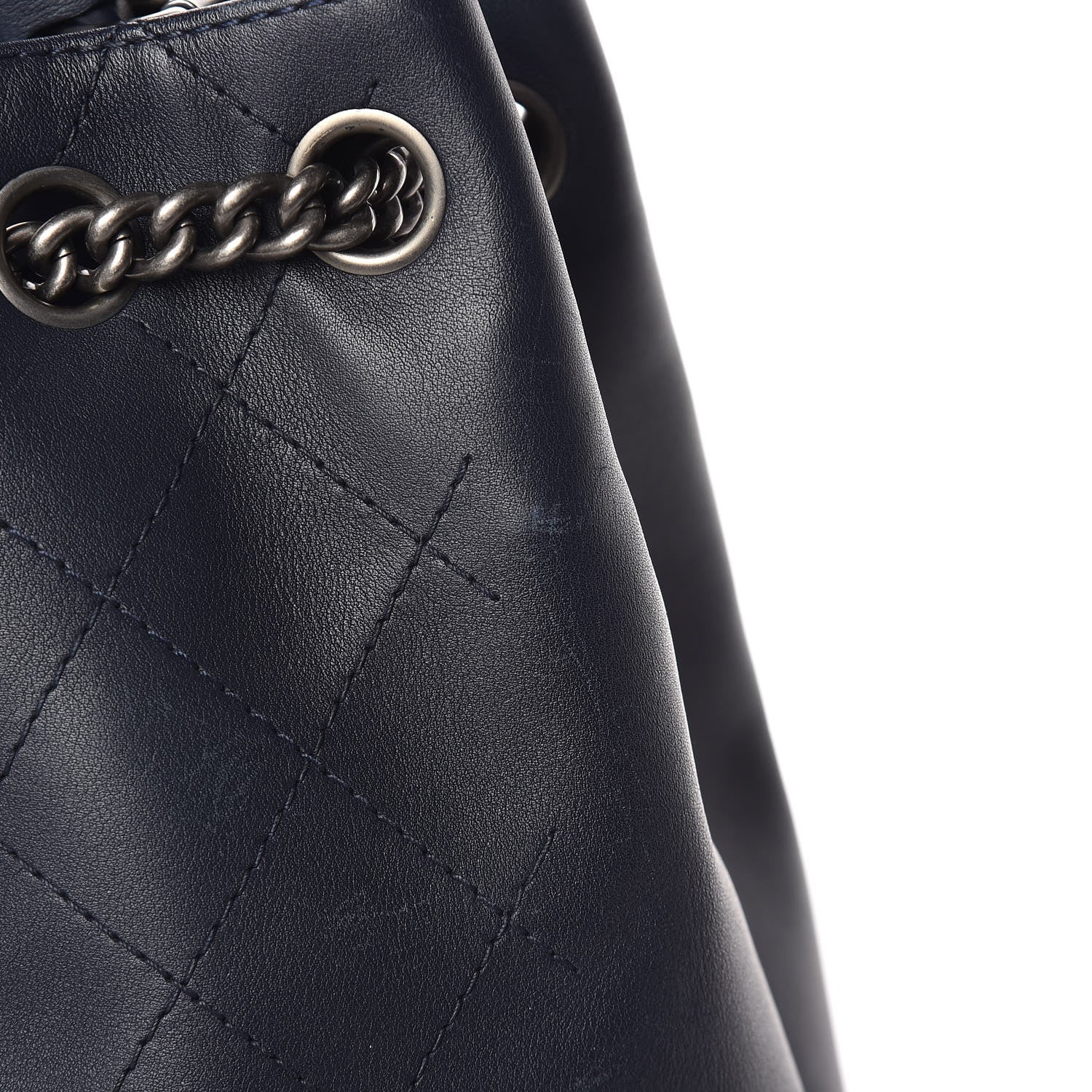 Chanel Calfskin Stitched Large Urban Luxury Drawstring Backpack Navy Blue 12 of 15