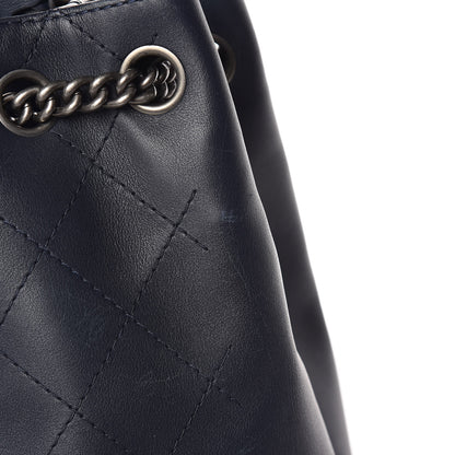 Chanel Calfskin Stitched Large Urban Luxury Drawstring Backpack Navy Blue 12 of 15