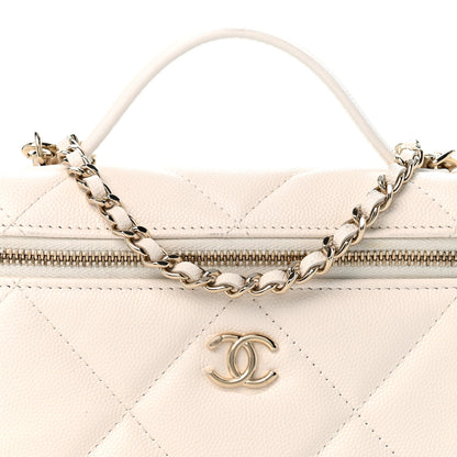 Chanel Caviar Quilted Top Handle Slim Vanity With Chain White 8 of 14