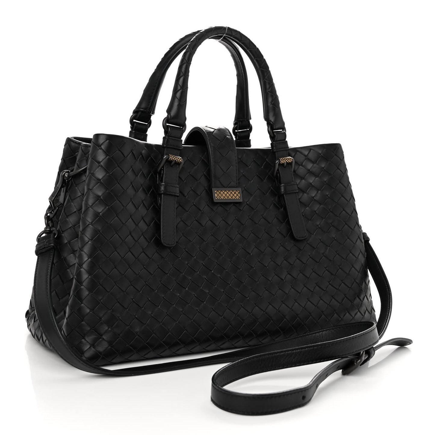 Nappa Intrecciato Small Roma Tote Black