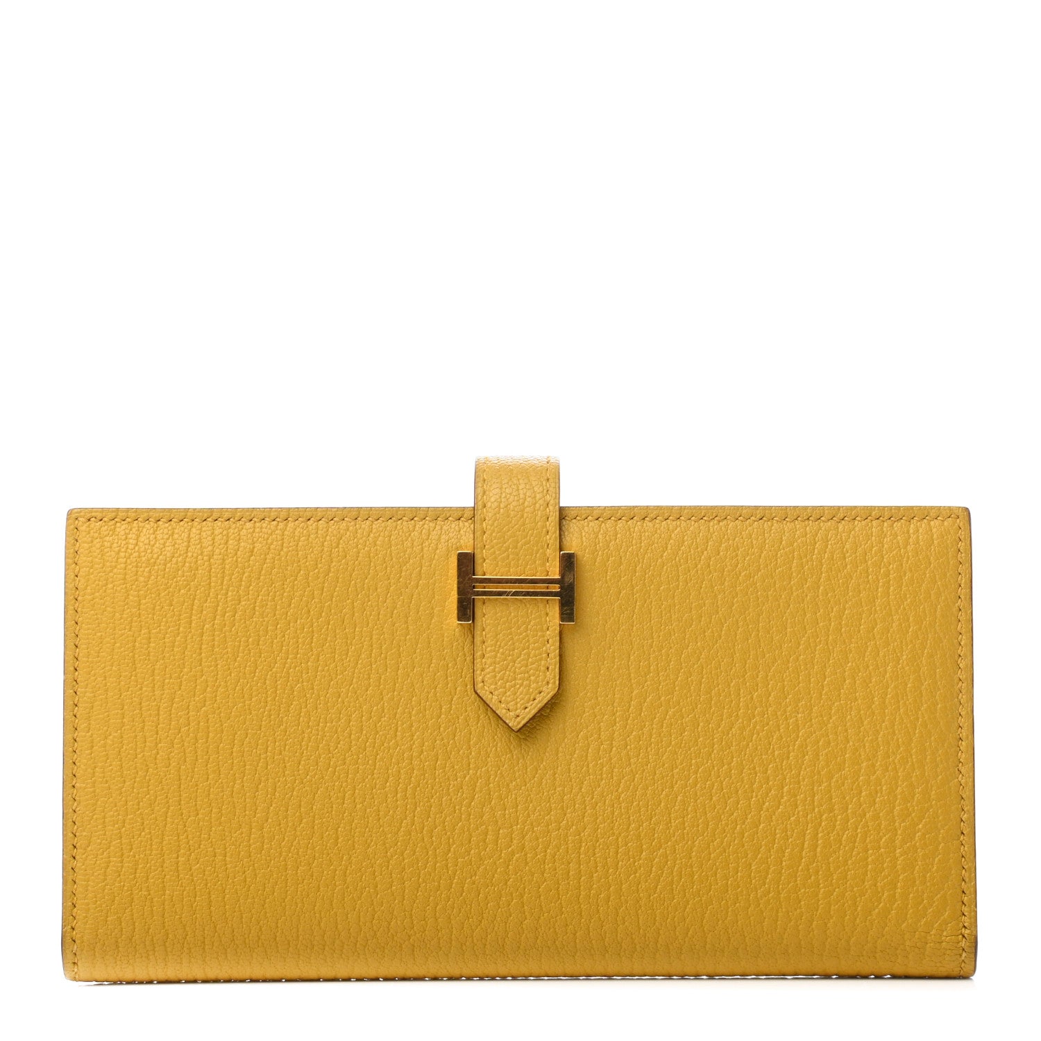 Hermes Chevre Mysore Bearn Gusset Wallet Jaune Ambre 1 of 7