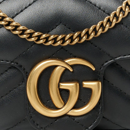 Gucci Calfskin Matelasse Super Mini GG Marmont Shoulder Bag Black 8 of 10