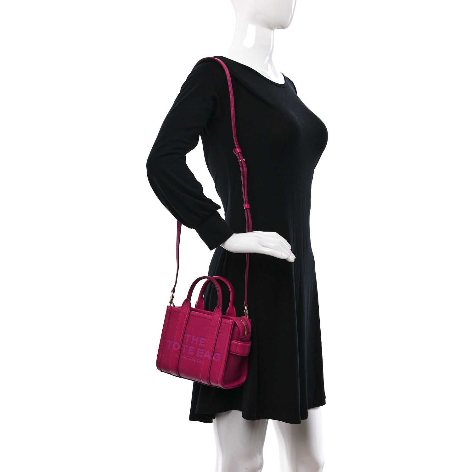 Marc Jacobs Grained Calfskin Mini The Tote Bag Lipstick Pink 2 of 9