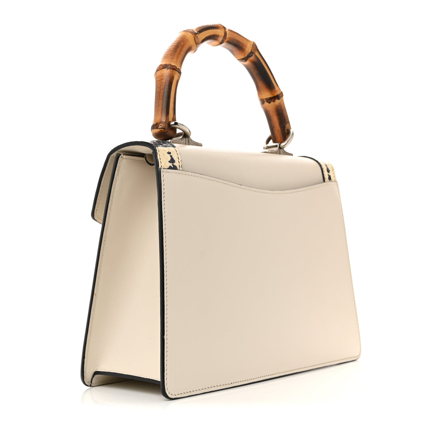 Calfskin Snakeskin Small Lilith Top Handle Bag White