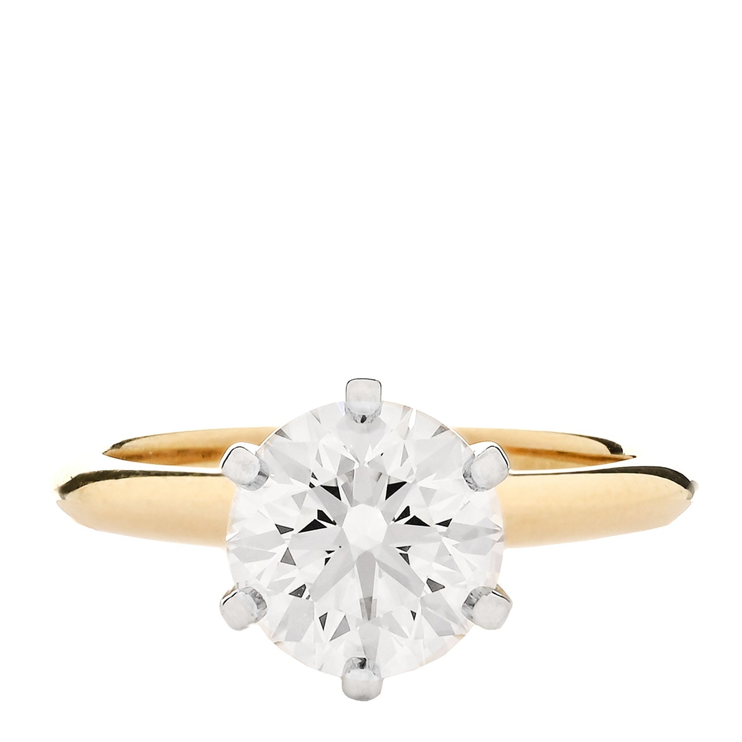 18K Yellow Gold Platinum Diamond 1.88ct Solitaire Engagement Ring 49 4.75