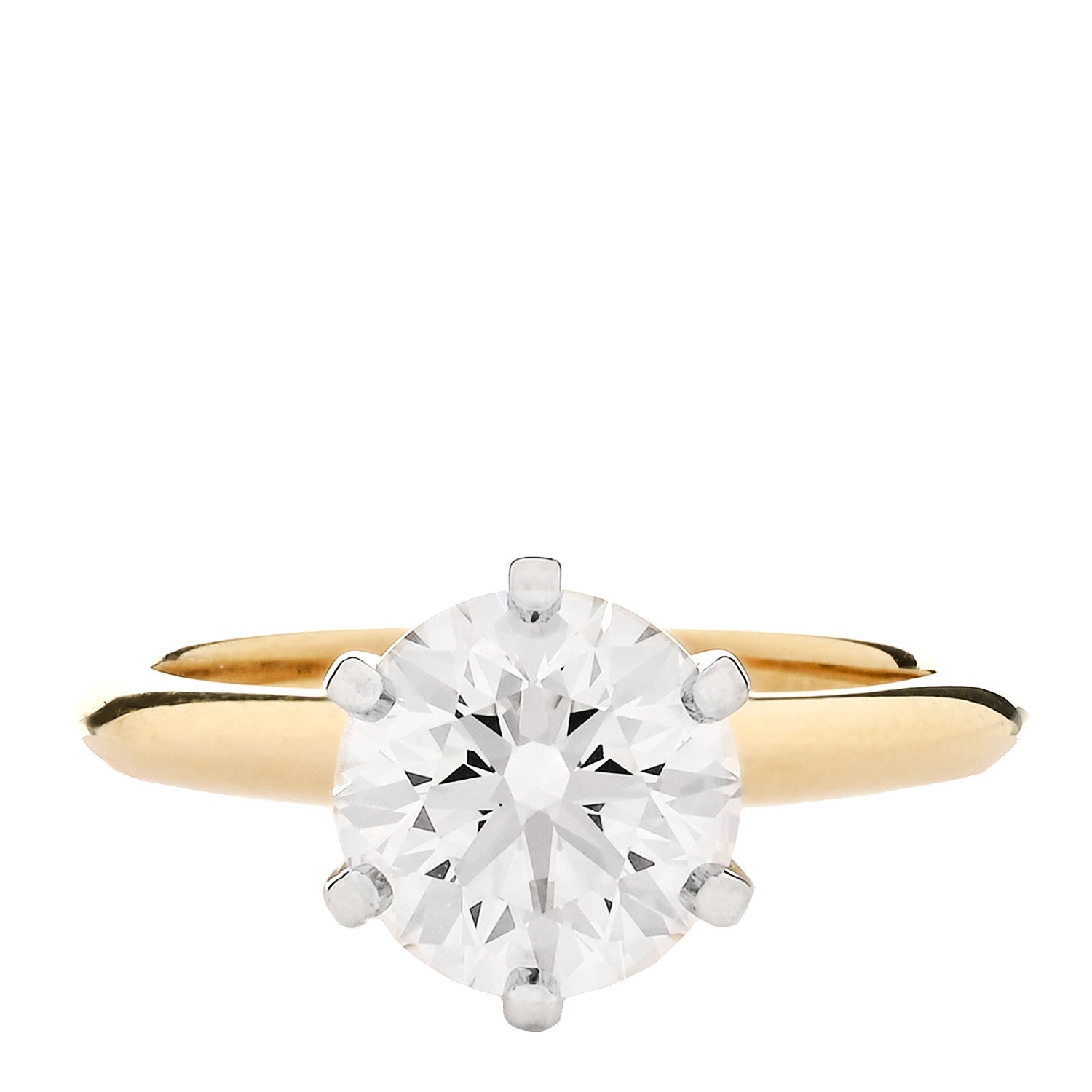 Tiffany 18K Yellow Gold Platinum Diamond 1.88ct Solitaire Engagement Ring 49 4.75 1 of 7