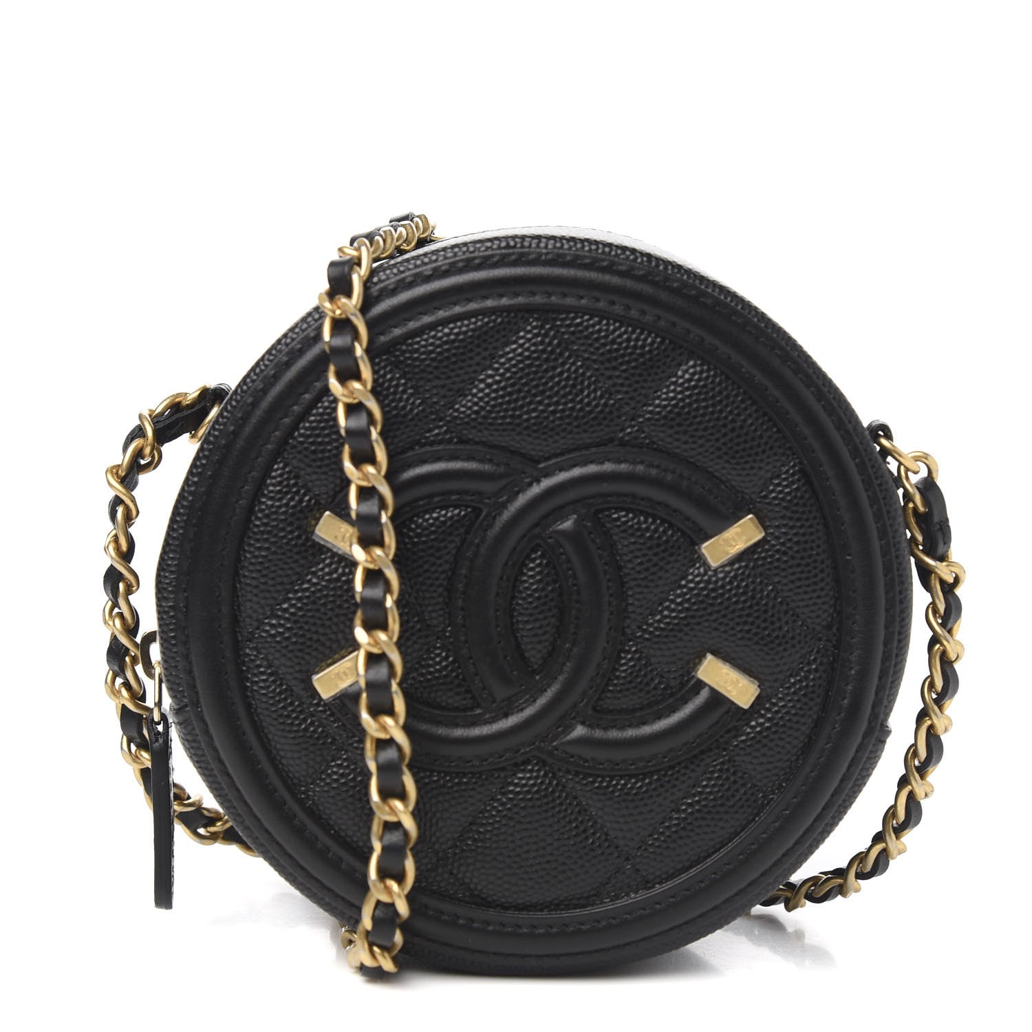 Chanel Caviar Quilted Round Filigree Crossbody Black 1 of 9