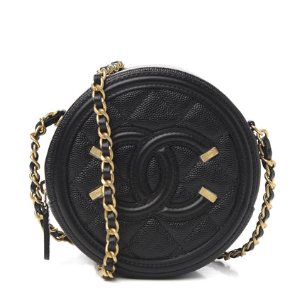 Chanel Caviar Quilted Round Filigree Crossbody Black 1 of 9