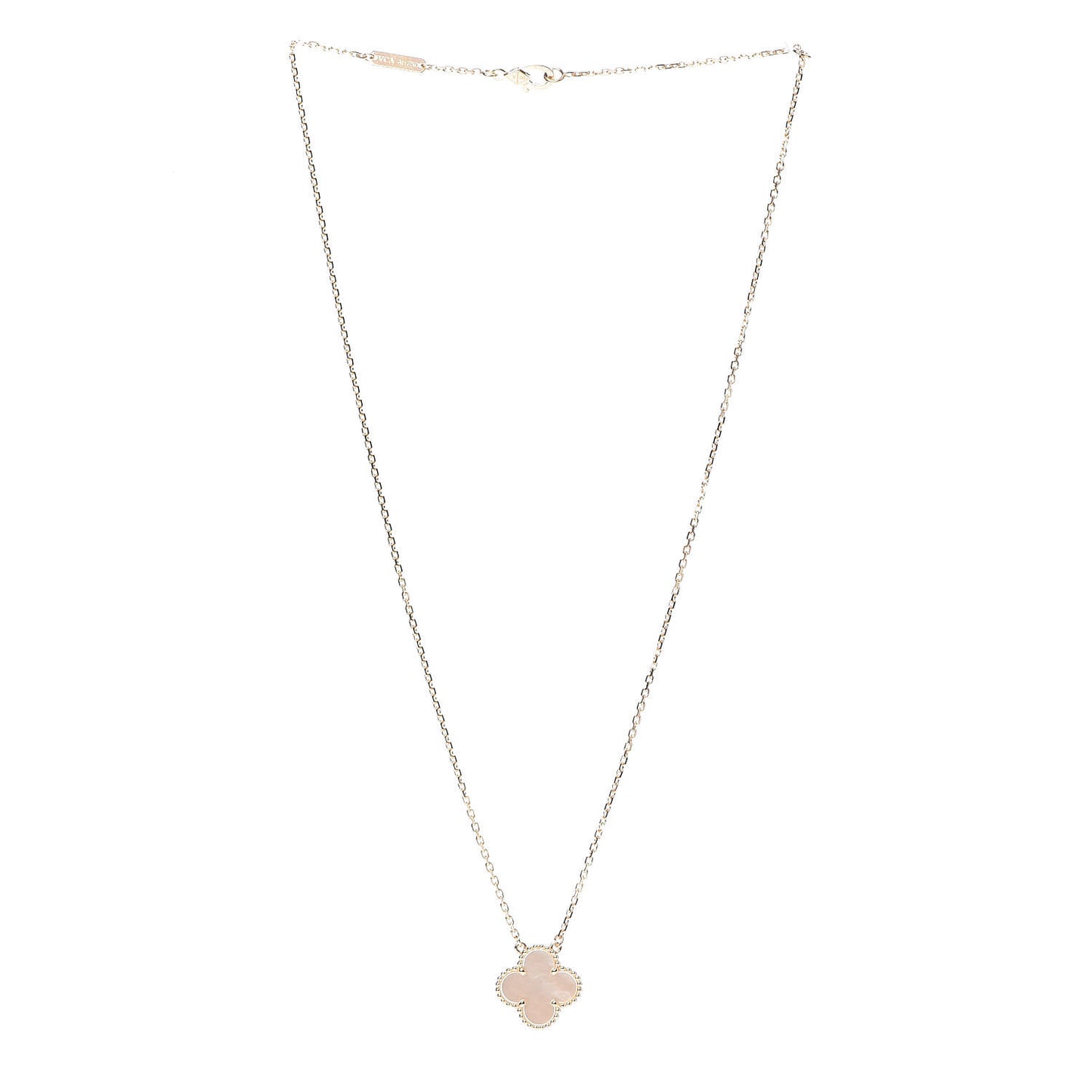 18K Yellow Gold Mother of Pearl Vintage Alhambra Pendant Necklace