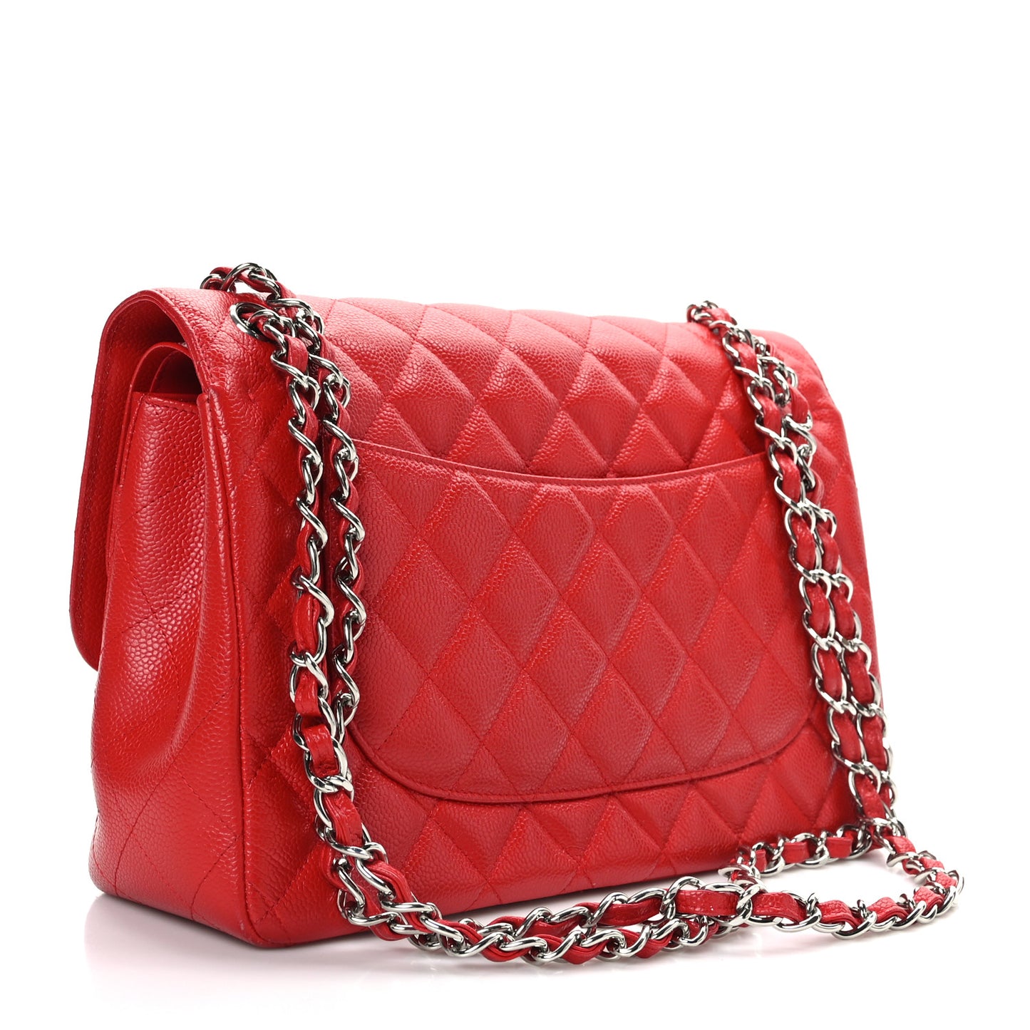 Caviar Quilted Jumbo Double Flap Red