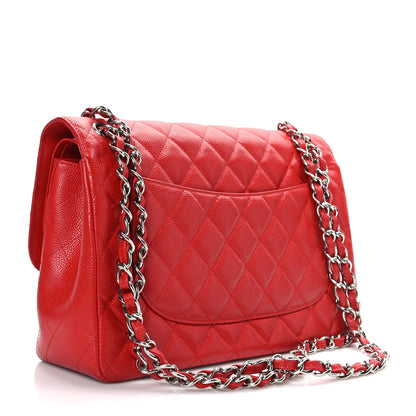 Chanel Caviar Quilted Jumbo Double Flap Red 3 of 13