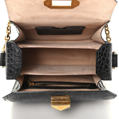 Alexander McQueen Calfskin Crocodile Embossed Box Shoulder Bag 19 Black 5 of 9