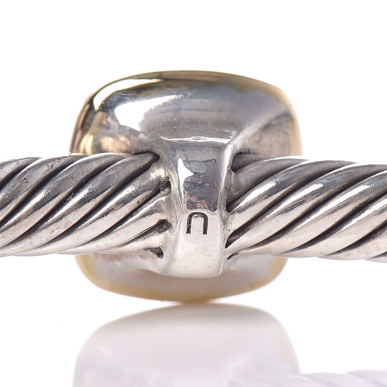 David Yurman Sterling Silver 18K Yellow Gold Diamond 4mm Noblesse Cable Bracelet 4 of 5
